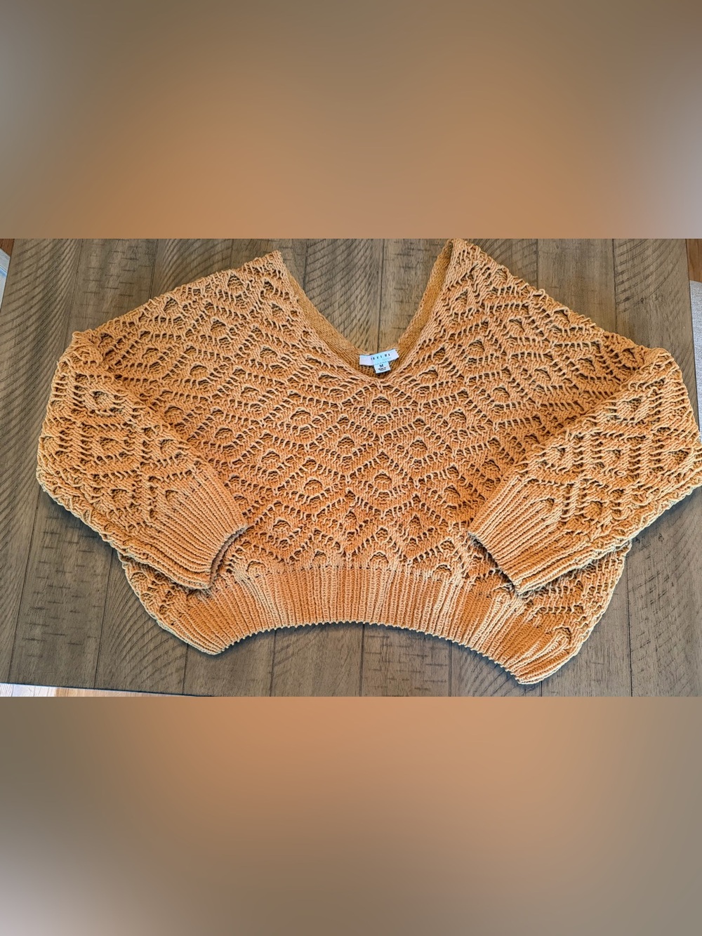 Favlux Cropped Textured Crochet Pattern Sweater